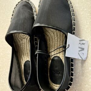 ZARA: Black Mesh, Espadrille, Shoes, Size 8/38, NEW w/tags